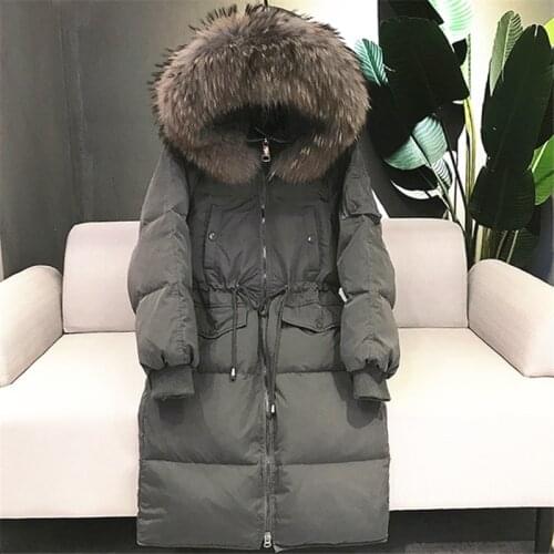 High Quality Down Jacket Women 2020 Winter Coat Female Korean Style Coats and Jackets Women Raccoon Fur Collar Overcoat WPY1581