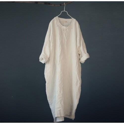 Clobee Embroidery Maxi Dress kimono Women Loose Cotton Linen Dress Long Sleeve Vintage Autumn Maxi Dress Robes femme ete 2021