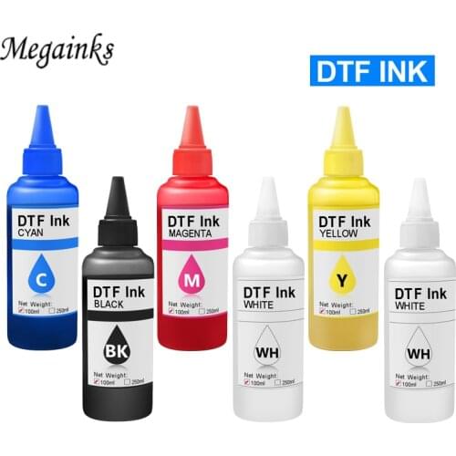 100ML*6PC DTF INK Textile ink DTF printing For Dirent printer film heat transfer for PET Film 2White 1BK 1C 1M 1Y DTF ink kit