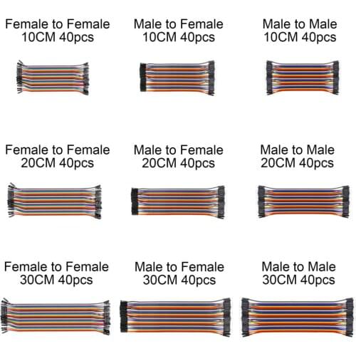 40pcs Dupont Line 10CM/20CM/30CM Male to Male / Male to Female / Female to Female Jumper Wire Dupont Cable for Arduino DIY KIT