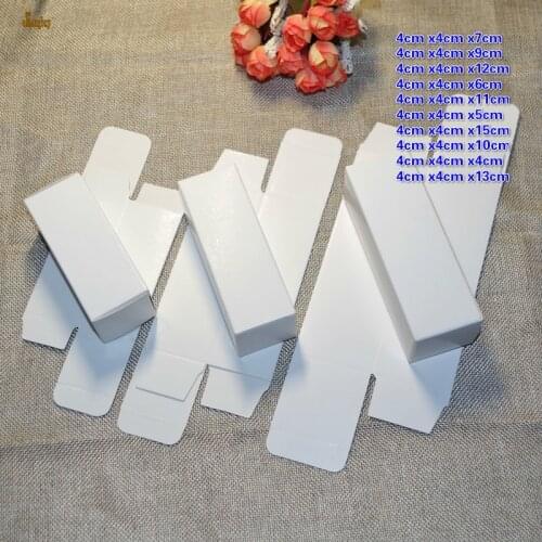50pcs 4x4x4cm Hight 21cm 10sizes 350gsm White Cardpaper Box Diy Lipstick Perfume & Oil Bottle Packaging Boxes Packing