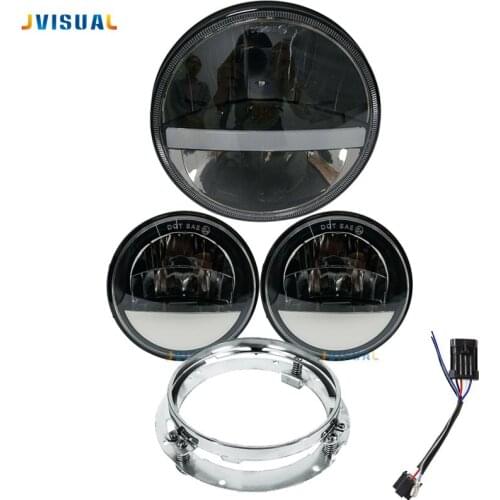 7 inch 883 LED Headlight with Matching Passing Lamps Fog Light /Adapter Ring Bracket for Motorcycles