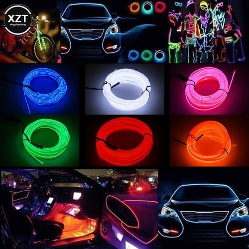 Car Interior Accessories Atmosphere Lamp EL Cold Light Line With USB DIY Decorative Dashboard Console Auto LED Environment Light