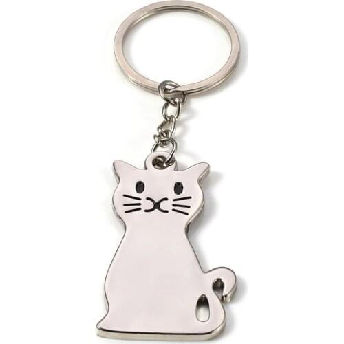FREE shipping by FEDEX 100pcs/lot Wholesale Zinc Alloy Cat Keyring Metal Kitty Keychain for Promotion