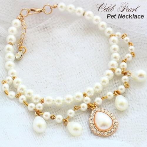 Free Shipping Exclusive Design! Court Baroque Style Vintage Teardrop Pearl Petal Pet Necklace Dog Accessories Cat Poodle Maltese