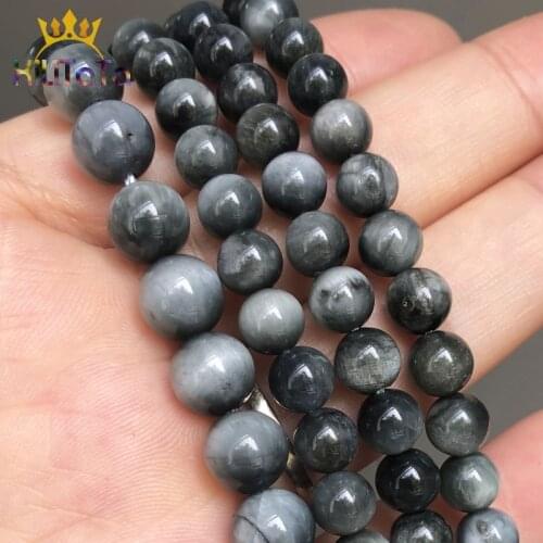 Natural Genuine Stone Beads Hawks Eye Round Loose Spacer Beads For Jewelry Making DIY Bracelet Accessories 7.5'' 6/8/10/12mm