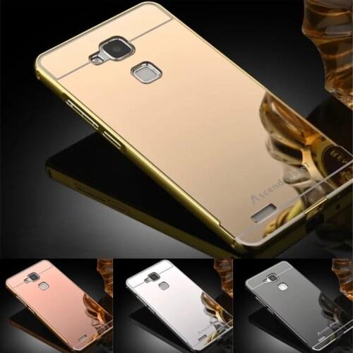 Mate 7 Case Plating Metal Frame Cover with Mirror Effect Back Cover Hard Phone Case for Huawei Ascend Mate 7 Mate7 6.0"