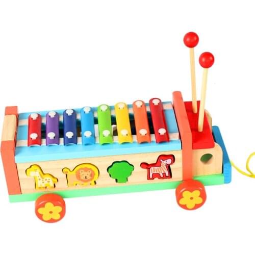 Baby Childrens Music Toys Eight Sound Wooden Tugs Hand Piano 1-3-5 Years Old Educational Unisex Metal Infant Playing Type 2021