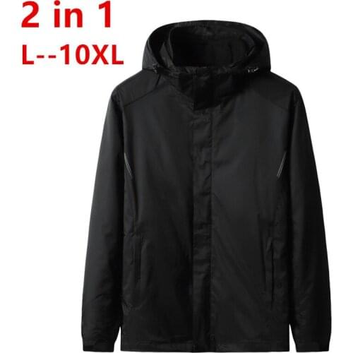10XL 8XL 6XL 5XL 4X Brand Clothing New Style Winter Dress Men Windbreaker Jackets and Coats 3 in 1 Liner and Hat Detachable