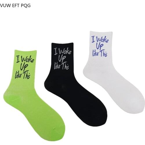 Encourage Slogan Text Boy Girl Socks Youth Vitality Color College Style Fashion Street Cool Hip Hop Skateboard Cotton