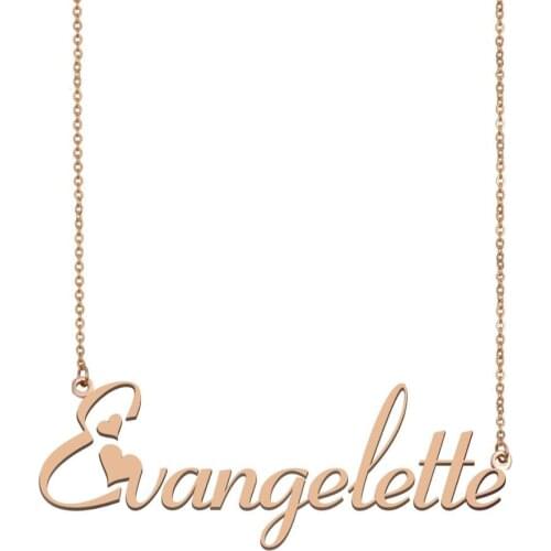 Evangelette Name Necklace , Custom Name Necklace for Women Girls Best Friends Birthday Wedding Christmas Mother Days Gift
