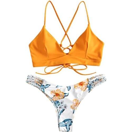 Swimsuit Women Bikinis 2019 Mujer WomenS Bikini Cut Flower Two Piece Swimsuit Pushups Swimwear Beachwear Z1223