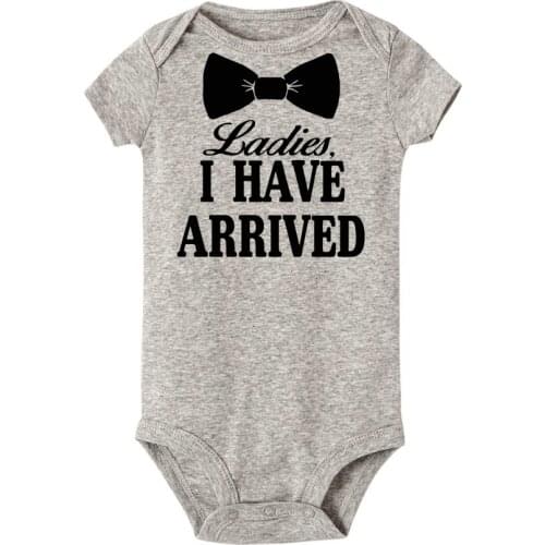 Laddies I have arrived print Newborn Baby Rompers Boys Girls Color short Sleeves One-piece Clothing Baby Clothes Jumpsuit