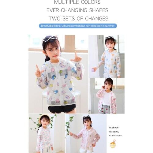 Cute Baby Girl Jacket Boy Hooded Coat Sunscreen Baby Boys Girls Long Sleeved Summer Sun Protection Kids Clothes Outwear