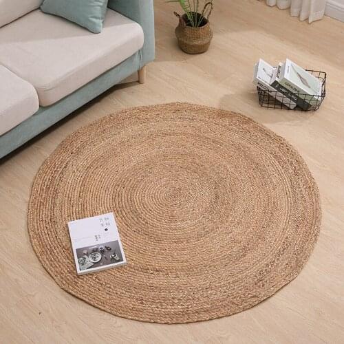 Natural reed handmade cool carpet for summer, decoration reed rug, Japanese style round shaped reed tatami mat