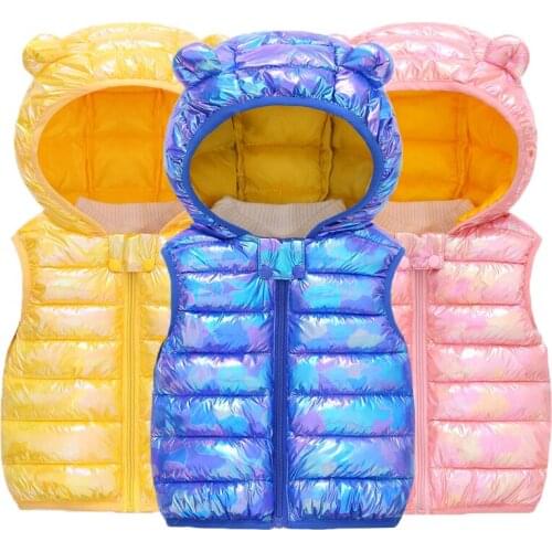 2021 New Baby Girl Wasitcoat Hooded Childrens Vest Clothing Autumn Winter Cotton Boys Clothes Kids Fashion Coat For Babies 0-4Y