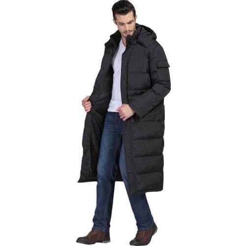 2017 Winter Coat Mens Warm Cotton Park Jacket Long section Cotton Clothes Over Knee thick Warm Hooded Casual Coat Brand Coat