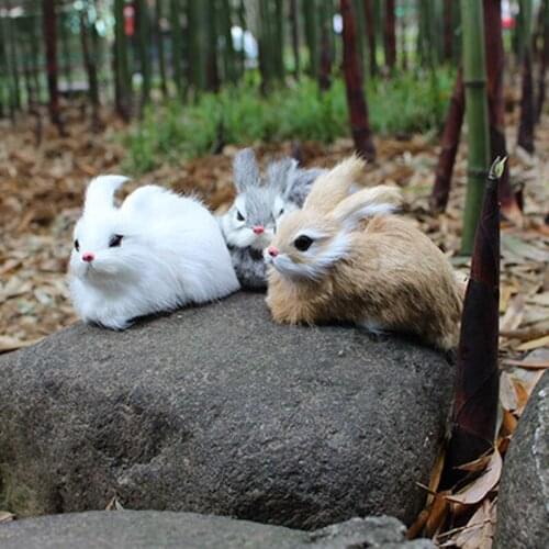 15cm Q Version Lifelike Plush Rabbit Lifelike Animal Desktop Ornaments Easter Imitation Rabbit Model Toy Birthday Gift _