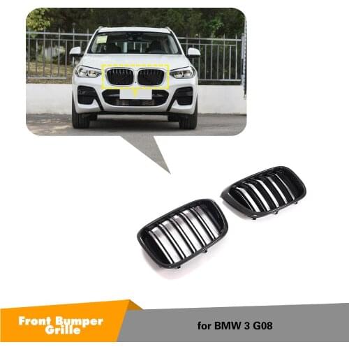 Carbon Fiber / Glossy Black Front Bumper Racing Grill Kidney For BMW X3 G08 2020 2021 Car Front Grilles Accessories
