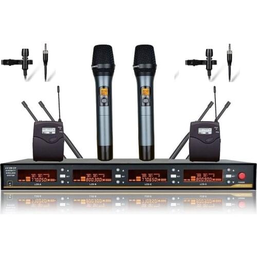 Bolymic 2 Handheld 2 Lapel UHF Wireless Microphone Systems for SKM9000 karaole cordless microphone for church school