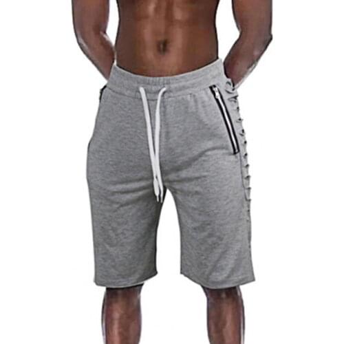 Sports Shorts Solid Color Loose Men Zipper Pockets Drawstring Shorts for Daily Wear