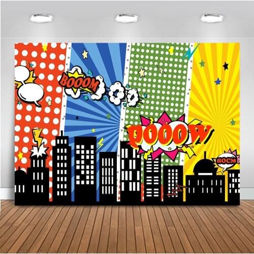 Superhero Birthday Party Backdrops Baby Comics Poster Child Portrait Photographic Background Photography Photocall Photo Studio