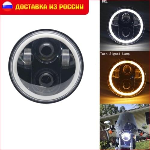 5.75 Inch Led Headlight Halo Ring White DRL Angel Eyes For Harley Sportster for Touring for Super Glide Dyna 5 3/4" Projection