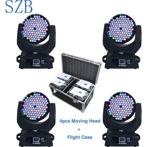 SZB Flight Case 4psc/lot 108X3W RGBW LED Wash Moving Head Light LED Stage Lighting Moving Head /SZB-MH10803