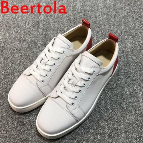 Brand Beertola Male Comfortable White Red Loafers Men Casual Shoes Party Dress Lace-Up Shoes Men Flats Sneakers Mixed Color