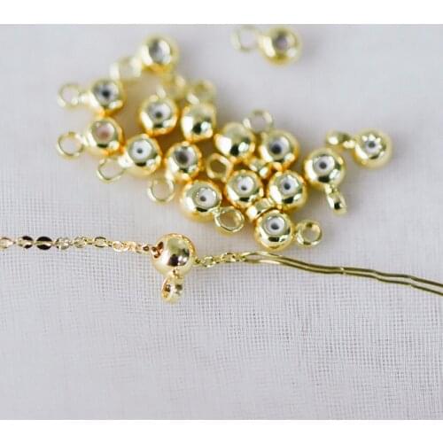 20pcs Rondelle Rubber Stopper Beads with Loop, Gold Plated Brass Charm Holder Connector (GB-248)
