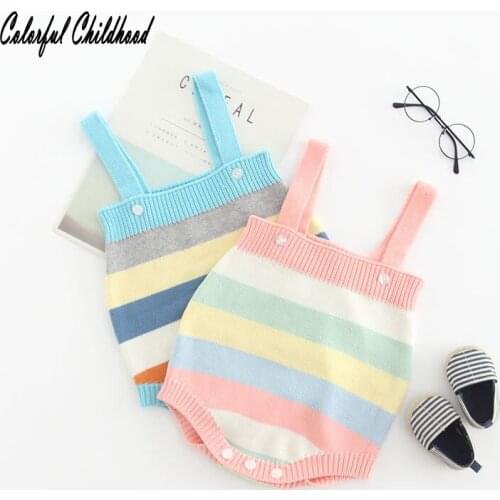 2018new Baby Autumn Rompers Adorable Iridescence Soft Knitted Rompers Toddler Kids Condole Belt Sleeveless Jumpsuit Outfit 1-3t