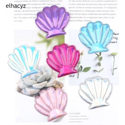 30pcs/lot Metallic Glitter Shell Pads Applique For Girls Patches Mermaid Hair Accessories 2021 Summer Kids Headband DIY Craft