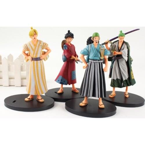 4styles 17-18cm One Piece Luffy Usopp Sanji Zoro figurine with Base PVC Model Collection Toys Doll