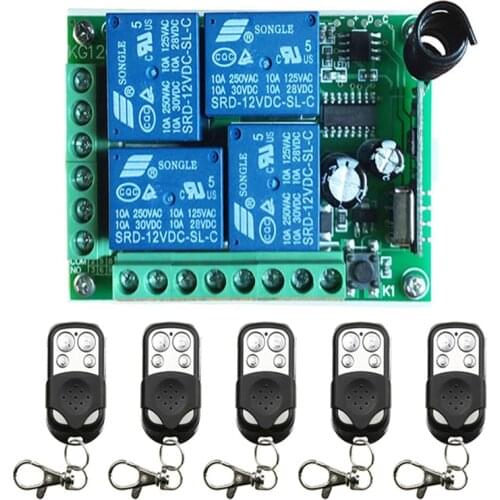 433Mhz Wireless Remote Control Switch DC 12V 4 CH Relay Receiver Module and RF Transmitter 433 Mhz Remote Controls/shutters
