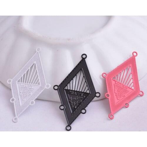 50pcs AB301 50pcs AB301 Round Filigree Triangle Connector Charm Tassels Feather Connectors Earrings Findings Embellishment bijou