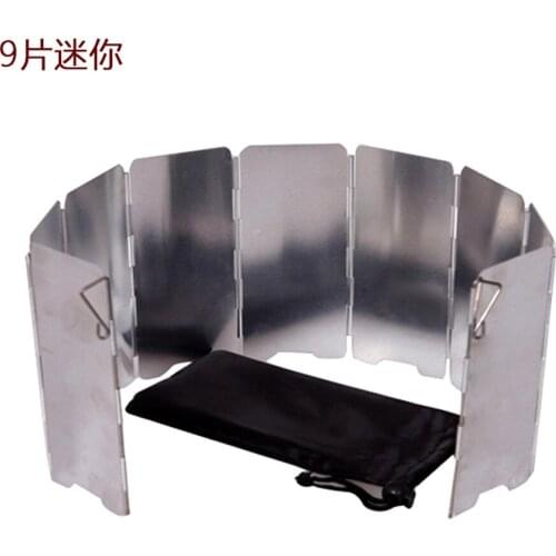 9 Plates Foldable Gas Stove Windshield Outdoor Camping Cooking Equipment Aluminium Alloy Wind Shield Screen 13.5*7.5cm