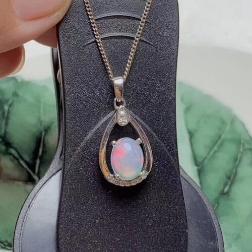 925 Silver Opal Pendant for Woman 6 Mm * 8 Mm Pear Cut Natural Australia Opal Gemstone Pendant Sterling Silver Opal Jewelry