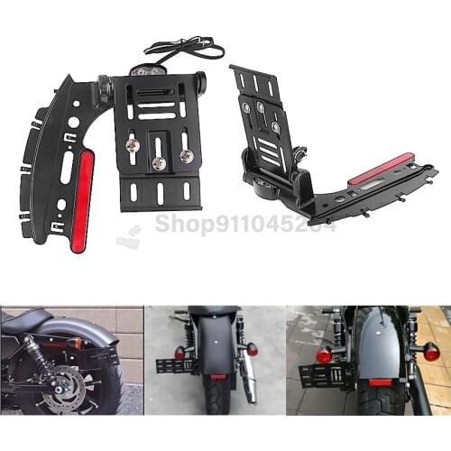 Motorcycle Side Mount Telescopic Folding License Number Plate Bracket For Harley Sportster 883 X48 XL1200 2004-2020 19 18 17 16