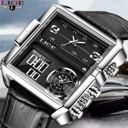 2021 LIGE Sports Watch Men Top Luxury Brand Waterproof Wristwatch Men Quartz Analog Military Digital Watches Relogio Masculino