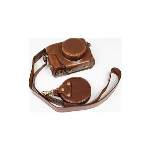 PU Leather case Camera bag For Fujifilm Fuji X100V Half Cover protective shell With Battery Opening +shoulder strap