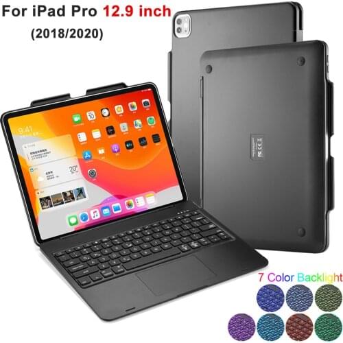 For iPad Pro 12 9 Case with Keyboard 7 Color Backlit Full Access Wireless Bluetooth Keyboard For iPad Pro 12.9(2018/2020)