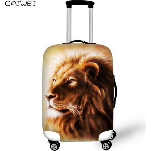 3D Animal Gold Hair Lion Head Suitcase Waterproof Protective Covers Elastic Anti-Dust Travel Luggage Cover for 18-30 inch Cases