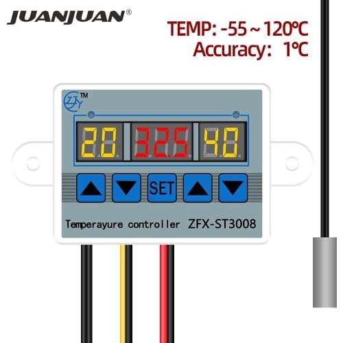 Digital Temperature Controller ZFX-ST3008 Thermostat Intelligent Time Controller Adjustable Temp Control 10A 12V 24V 220VAC