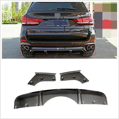 3pcs P Style Real Carbon Fiber Rear Bumper Lip Diffuser For BMW F15 X5 M-Tech 2014 2015-2018 Tail Exhaust Bracket Splitter Kit