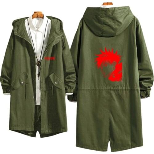 Long Coat Cosplay Hoodie Jujutsu Kaisen Yuji Itadori Gojo Satoru Luminous Print Zipper Tooling Summer Thin Jacket Overcoat