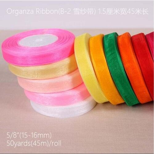 10Pcs 15mm Width 50Yards Long Chiffon Ribbon Wire New Year Christmas Wedding Party Home Decoration Gift DIY Material Supplies