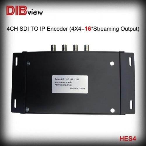 Dibview 4 Channels HEVC H.265 H.264 SD HD 3G SDI to IP Live Video Streaming Encoder with RTMPS HTTP RTSP RTMP UDP ONVIF HLS