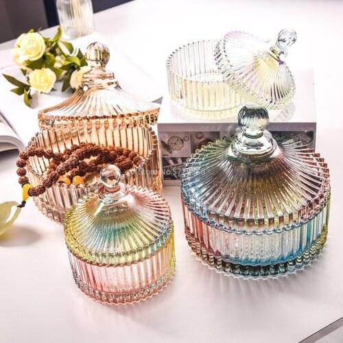 Exquisite Coloured Crystal Jars Multifunction Clear Glass Storage Tank Practical Snack Fresh Cans Kitchen Desktop Decorations