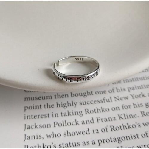 925 Sterling Silver Ring Letter " I want to be forever " Bridal Wedding Promise Ring Valentines Day Love Gifts Rings Free Size