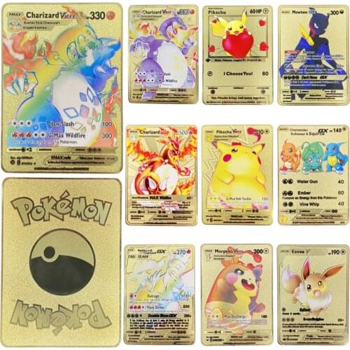 Metal Collection Pokemon Cards V VMAX GX Card Charizard Pikachu Mcharizard Card Collection Gift Kids Game transaction